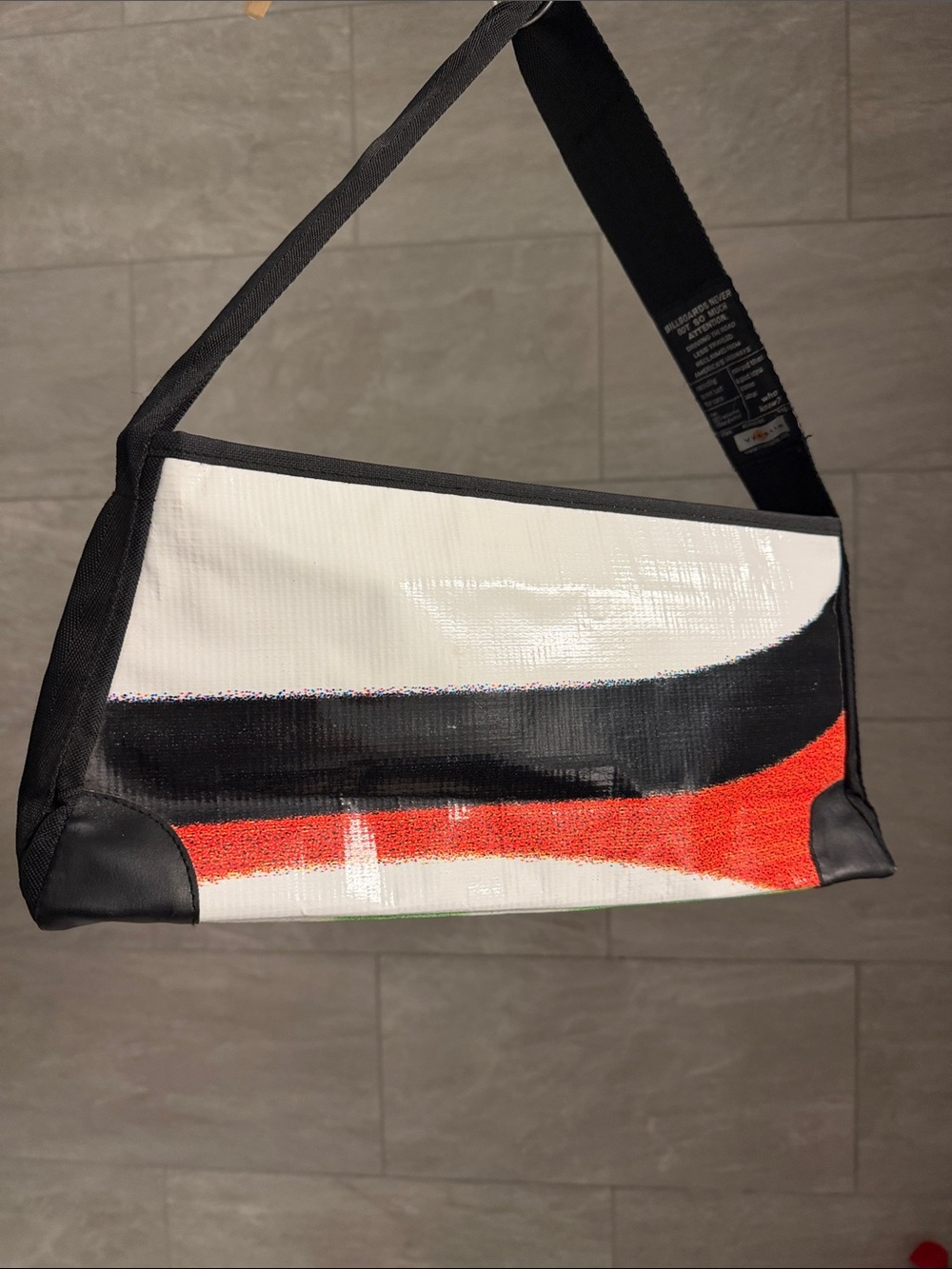 VY & ELLE Upcycled Billboard Vinyl Cache shoulder handbag